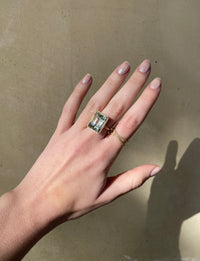 12CT Prasiolte with Diamond Halo Ring